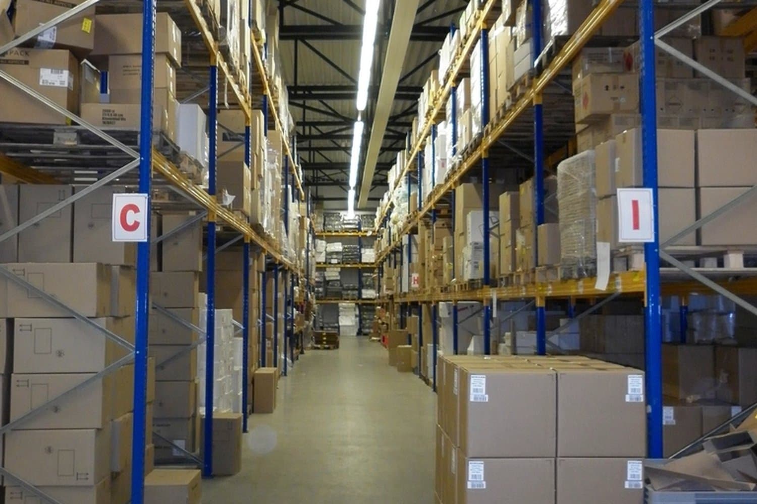 A loading dock where furniture is staged for delivery